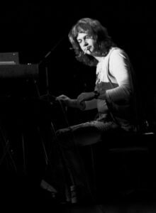 #DEO0038, Eumir Deodato, a Brazilian pianist, composer and producer had two big hits in the USA with "Also Sprach Zarathustra" and "Rhapsody in Blue" done in his unique latin jazz style. Here he is performing at the Santa Monica civic Auditorium October 7, 1973.